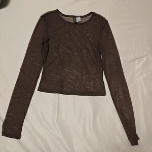 Sheer Brown Long Sleeve Top